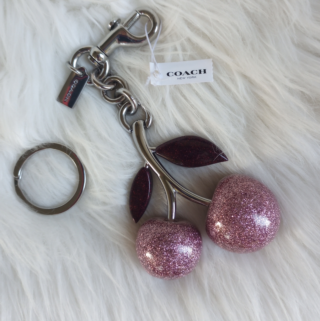Rare Coach Pink Resin Cherry Bag Charm